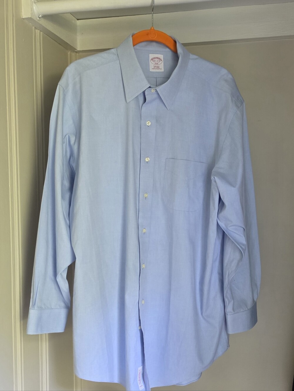 Brooks Brothers 346 Men's Blue Non-Iron Dress Shirt 16.5 32/33